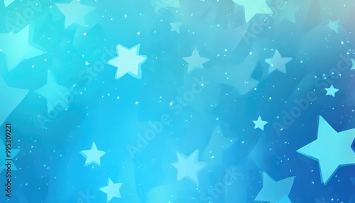 Wallpaper Mural Light blue 2D cartoon backdrop featuring small and large stars Vibrant abstract illustration with gradient stars ideal for advertisements posters and banners Torontodigital.ca