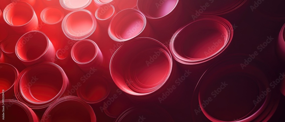 Abstract red circles creating a fractal or optical illusion 3D rendering Abstract red circles creating a fractal or optical illusion 3D rendering