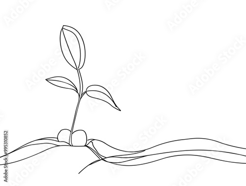 Sprout's Emergence: A Metaphor of Birth and New Beginnings in Minimalist Line Drawing