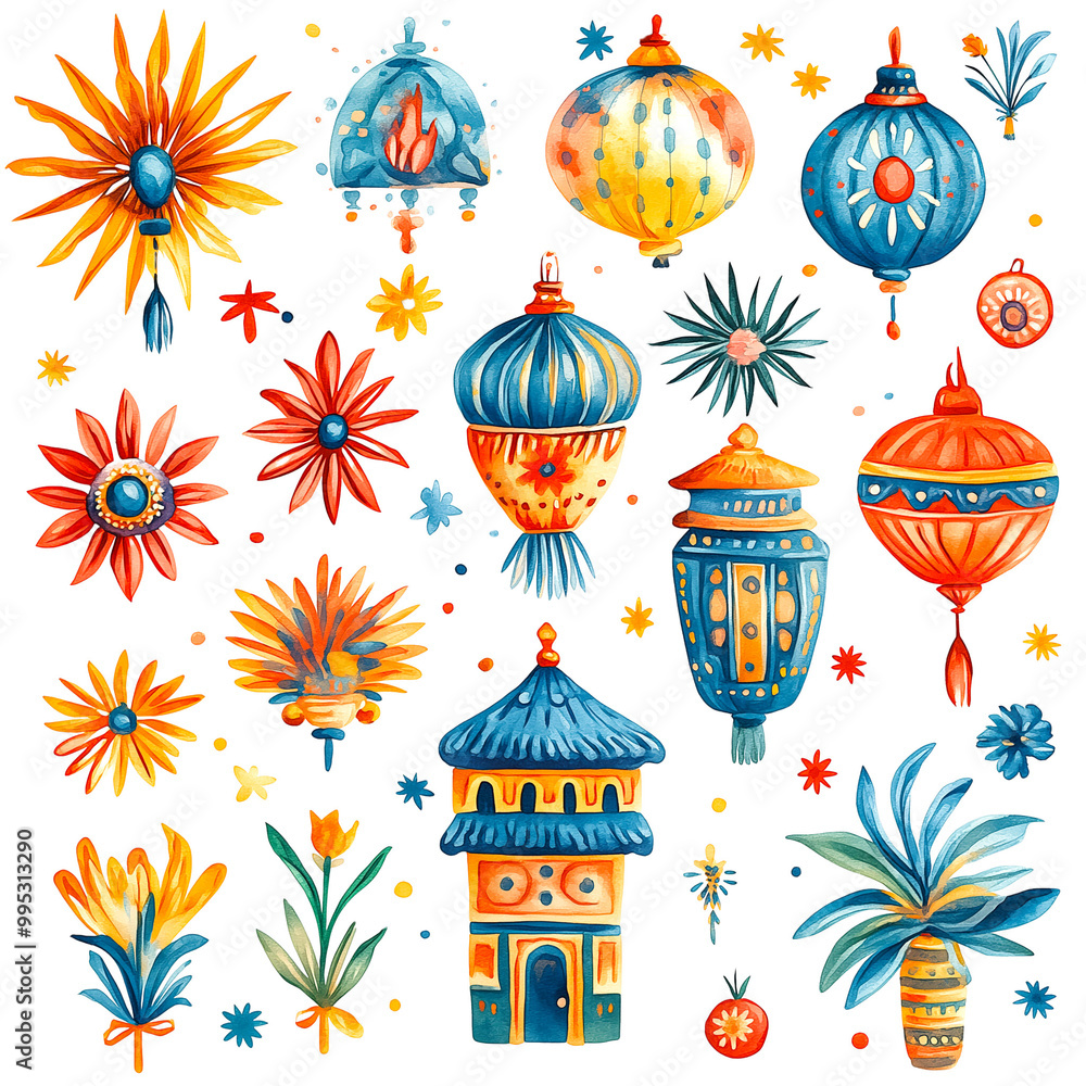 Obraz premium Cultural Symbols Honoring Language Diversity on Transparent Background