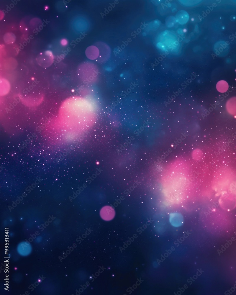 Obraz premium Dark pink and blue 2D cartoon layout featuring cosmic stars A blurred decorative design in a simple style with galaxy motifs suitable for futuristic advertisements and booklets