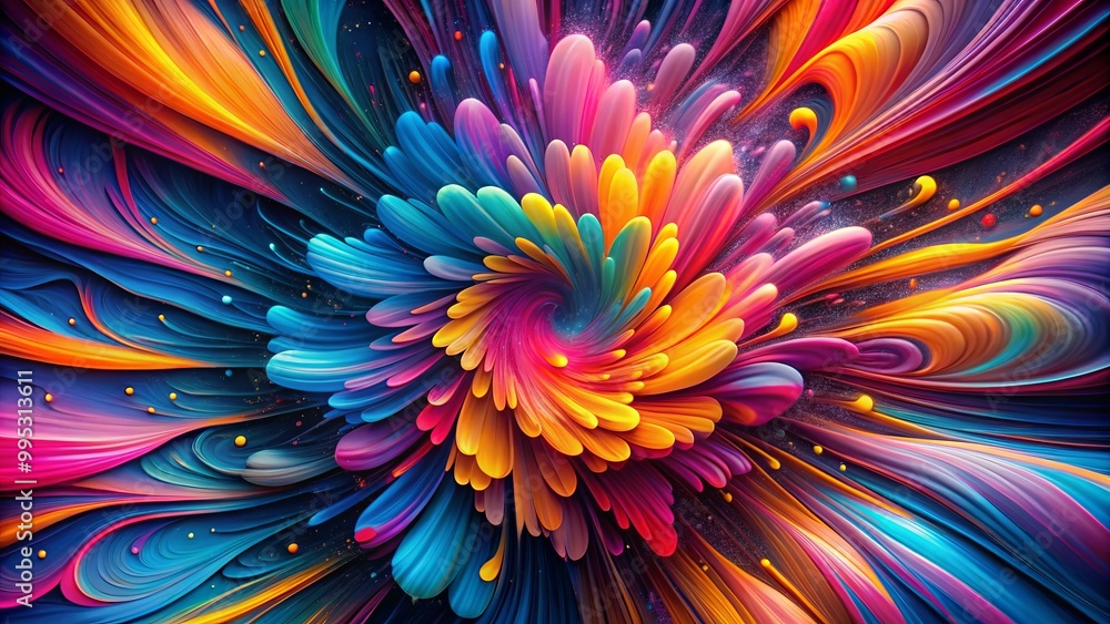 Obraz premium This vibrant and dazzling abstract design showcases dynamic shapes and patterns, ideal for elevating creative projects