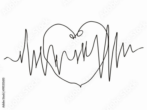 Heart's Rhythm: A Poetic Expression of Love, Health and Vibrance in One Continuous Stroke