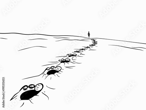 Journey's Footpath: A Metaphorical Single-Line Drawing of Progress, Health, and Goal-Focused Exploration