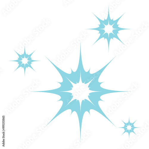 Star, sparkle and simple geometric forms in retro style. 