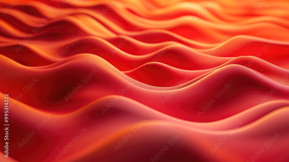 Fototapeta premium Vibrant red and orange wavy backdrop Elegant mockup for creative design 3D rendering