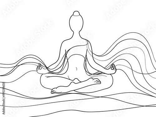Meditative Harmony: A Flowing Depiction of Inner Serenity Through Intricate Linework