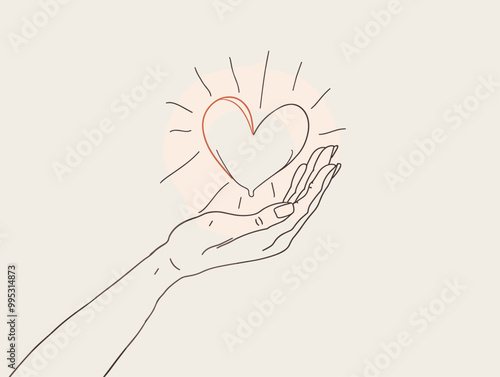 Minimalist Line Art: Heartfelt Self-Love Embodied in a Single Trace