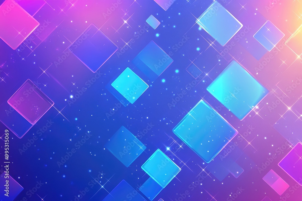 Vibrant abstract background with bright squares in blue and purple hues 2D cartoon style illustration suitable for banners presentations and brochures Vibrant abstract background with bright squares in blue and purple hues 2D cartoon style illustration suitable for banners presentations and brochures