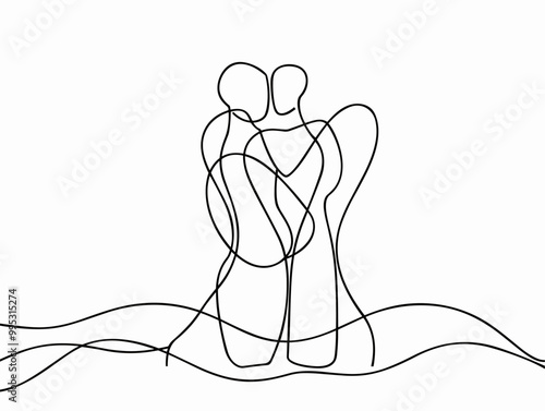 Amorous Entwined Figures: Uniting Love, Companionship, and Human Connection