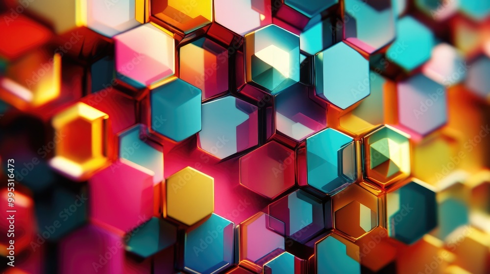 Colorful hexagonal abstract texture Geometric fractal design Digital art with a fantastical touch 3D rendered visuals Colorful hexagonal abstract texture Geometric fractal design Digital art with a fantastical touch 3D rendered visuals