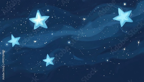 Wallpaper Mural Light blue 2D cartoon template featuring space stars Modern abstract design showcasing the Big Dipper ideal for cosmic background illustrations Torontodigital.ca