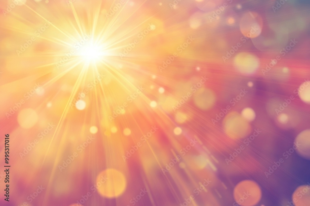 Radiant sun with lens flare creating a soft backdrop enhanced by a bokeh effect 2D cartoon style illustration Radiant sun with lens flare creating a soft backdrop enhanced by a bokeh effect 2D cartoon style illustration