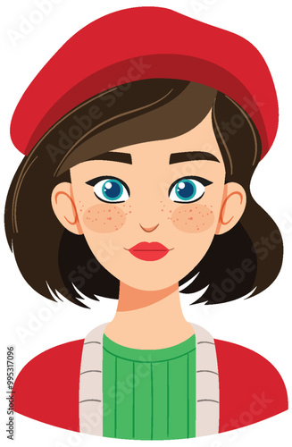 Stylish Girl with Red Beret