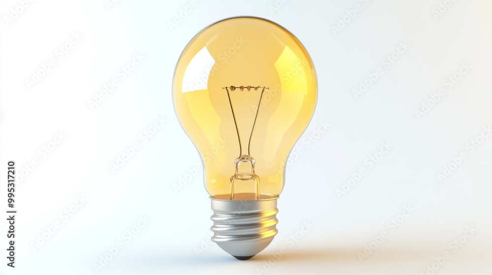 Bright Idea - 3D Light Bulb Icon for Innovation and Technology Concepts with Copy Space on White Background Bright Idea - 3D Light Bulb Icon for Innovation and Technology Concepts with Copy Space on White Background