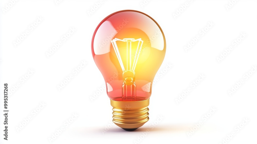 Bright 3D Light Bulb Icon for Innovation and Technology Concepts with Copy Space on White Background Bright 3D Light Bulb Icon for Innovation and Technology Concepts with Copy Space on White Background