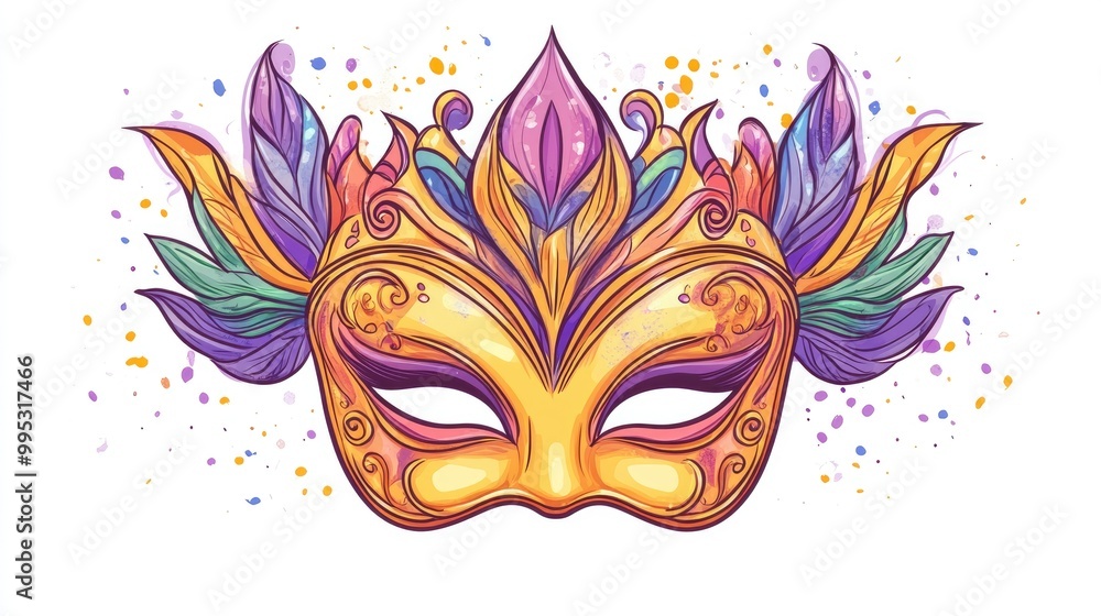 Mardi Gras mask isolated element Doodle cartoon art for festivities 2D cartoon illustration Mardi Gras mask isolated element Doodle cartoon art for festivities 2D cartoon illustration