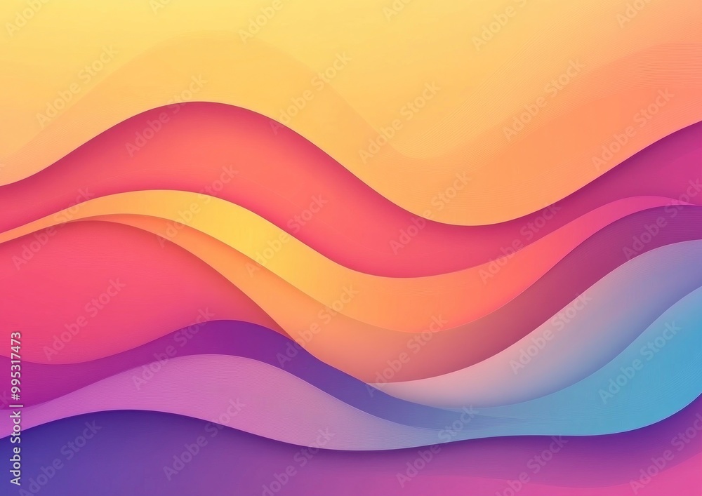 Fototapeta premium Geometric wave design featuring a smooth colorful gradient background Ideal for brochures banners wallpapers and mobile screens 2D cartoon illustration