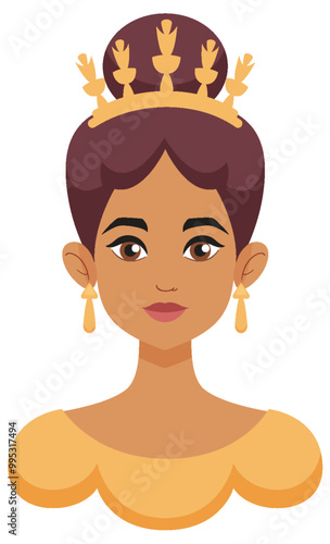 Elegant Queen with Golden Crown