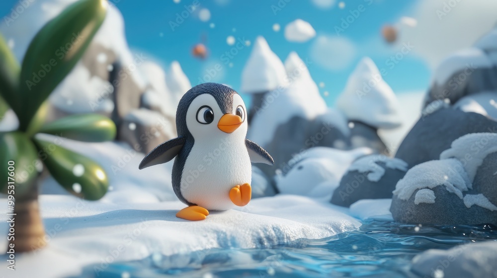 Fototapeta premium Playful penguin in a fun setting