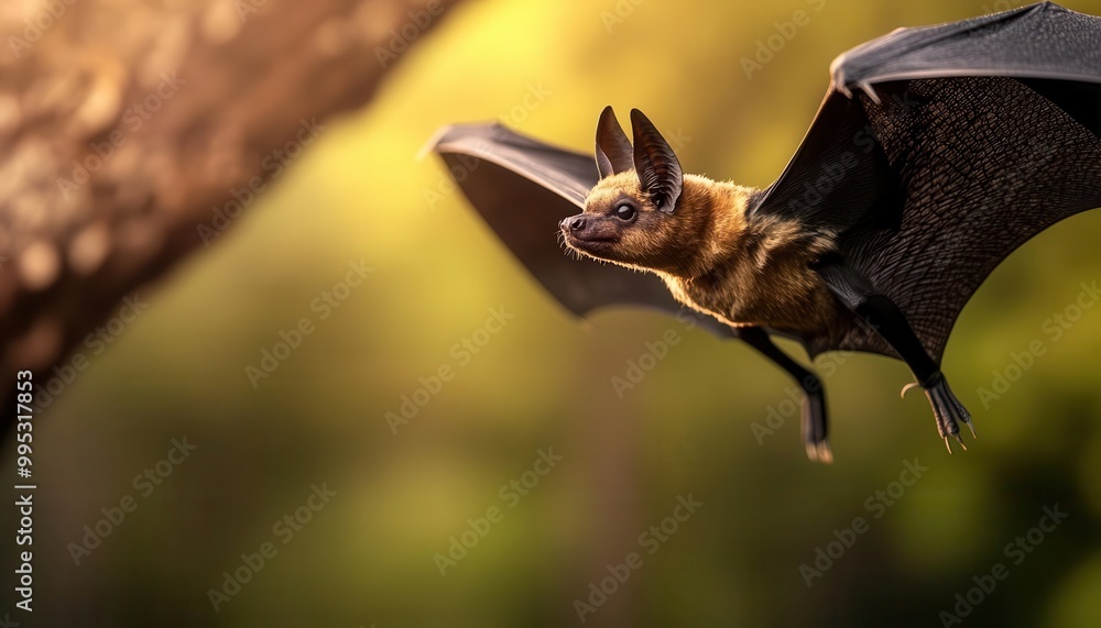 Obraz premium Flying Bat in Golden Light