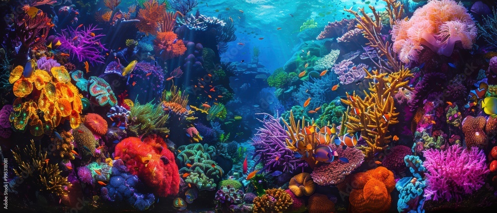 Vibrant Coral Reef Ecosystem Underwater Scene Vibrant Coral Reef Ecosystem Underwater Scene