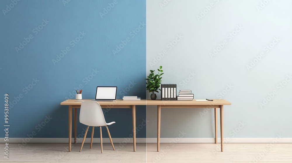 Classic wooden dining table with comfortable chairs in a cozy, light-filled dining room Classic wooden dining table with comfortable chairs in a cozy, light-filled dining room