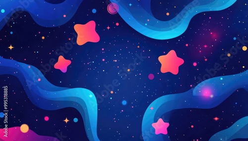 Light blue 2D cartoon template featuring cosmic stars A glittering abstract design with vibrant celestial elements ideal for use on astronomy themed websites