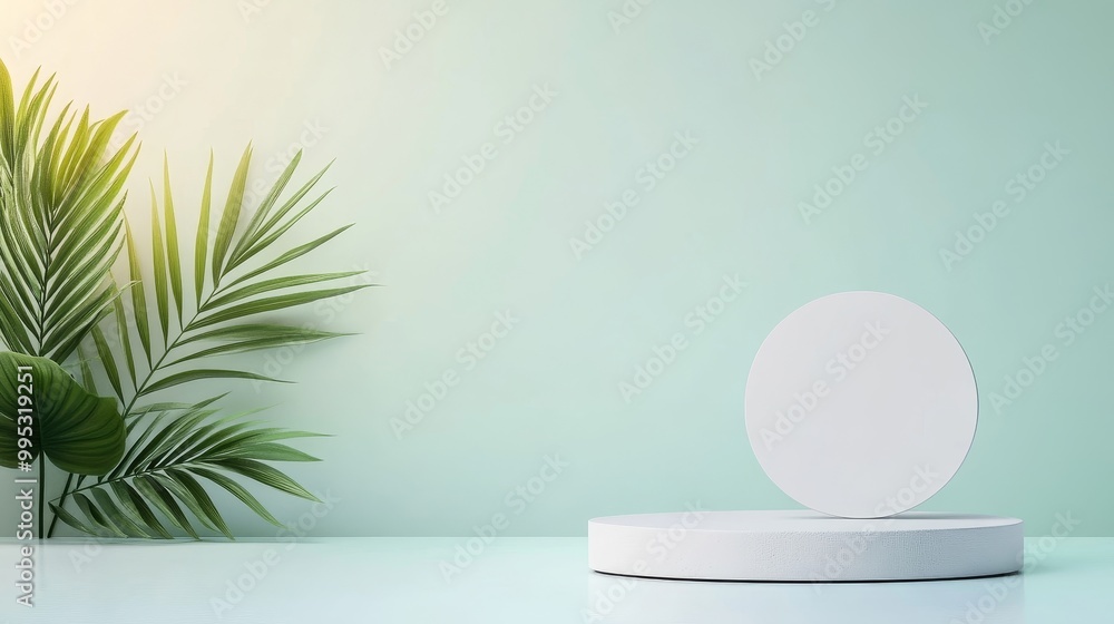 Minimalist Display with Greenery and Soft Lighting Minimalist Display with Greenery and Soft Lighting