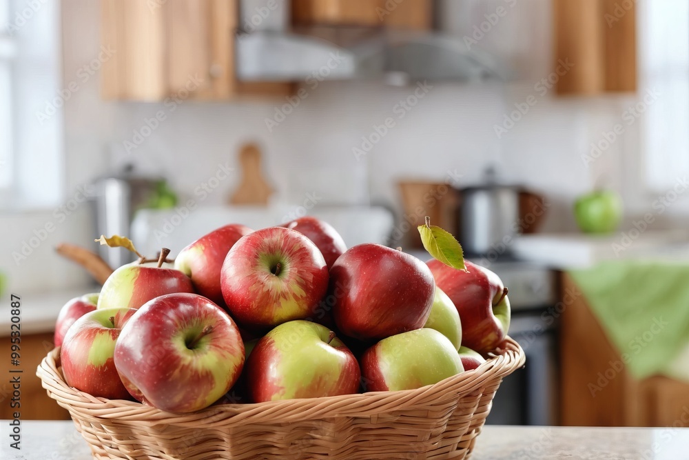 A basket filled with fresh red apples showcasing their juicy sweetness and vibrant colors, perfect for a healthy diet and representing the essence of autumn A basket filled with fresh red apples showcasing their juicy sweetness and vibrant colors, perfect for a healthy diet and representing the essence of autumn