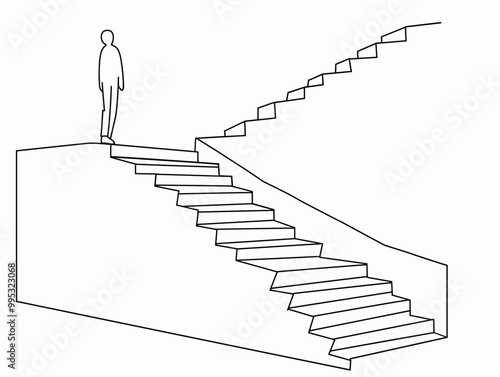 Ascension's Trajectory: A One-Line Depiction of a Stairway to Triumph