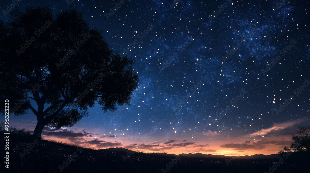 A hyper realistic image of a starry night sky A hyper realistic image of a starry night sky