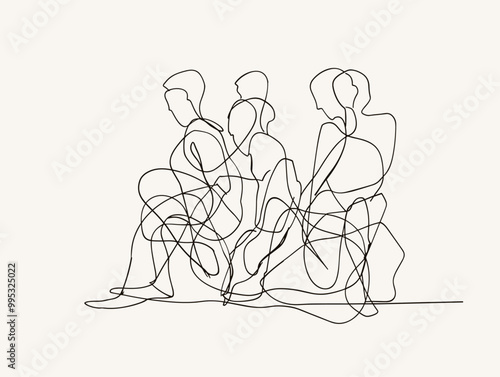 Humorous One-Line Art: A Playful Outline in Minimalist Style
