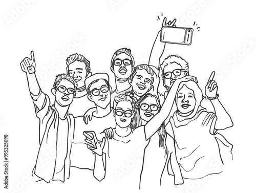 Single-Line Selfie: Capturing Shared Moments in a Minimalist Embrace