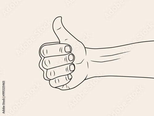 Playful Thumbs Up: A Fun and Approving Gesture in Minimalist Lines
