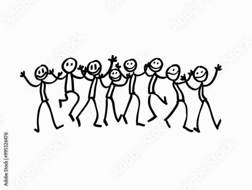 United in Joy: A Minimalist Depiction of Boundless Exuberance and Triumphant Togetherness