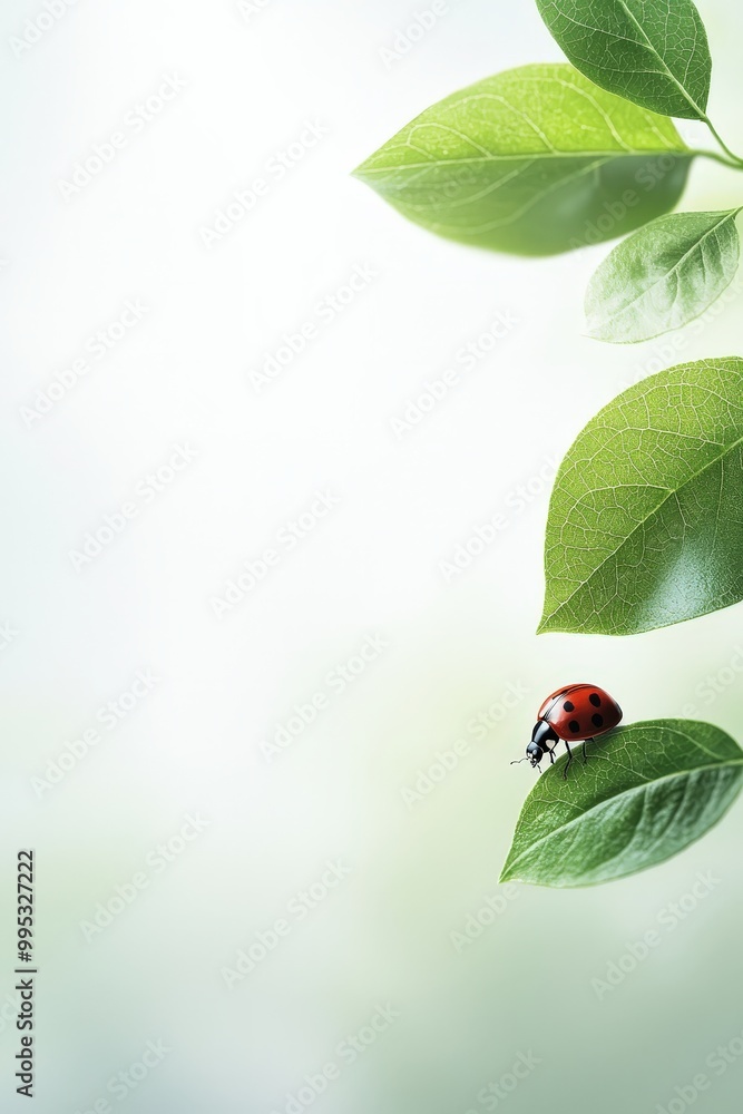 A charming ladybug sits delicately on a green leaf against a soft background, capturing the beauty of nature. A perfect representation of tranquility and life. A charming ladybug sits delicately on a green leaf against a soft background, capturing the beauty of nature. A perfect representation of tranquility and life.
