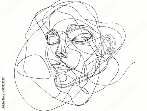 Surrealist Line-Art: Figure in Continuous Flow