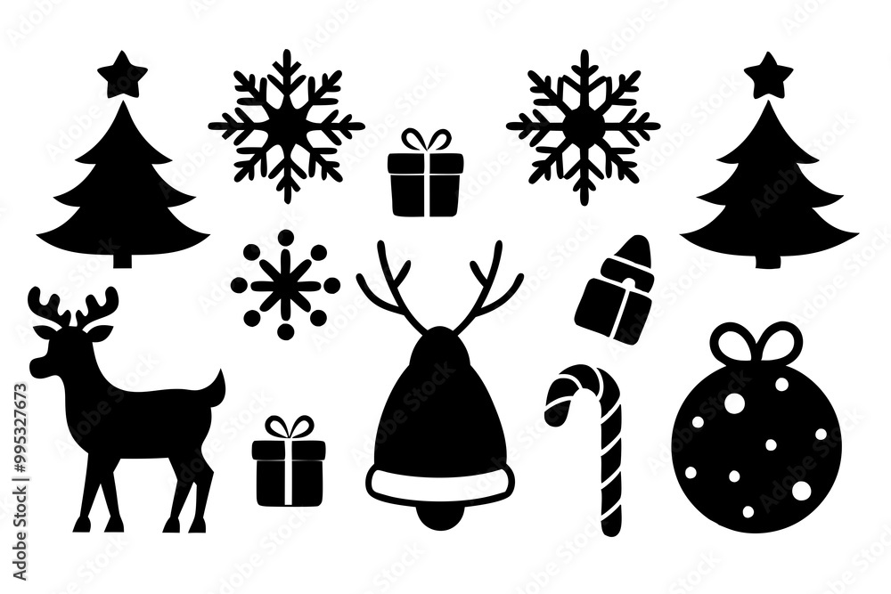 Christmas icons set. Vector illustrations. Christmas icons set. Vector illustrations.