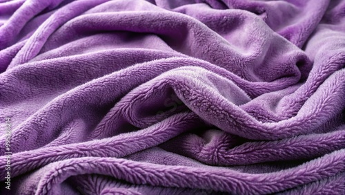 Cozy and soft purple blanket in winter photo