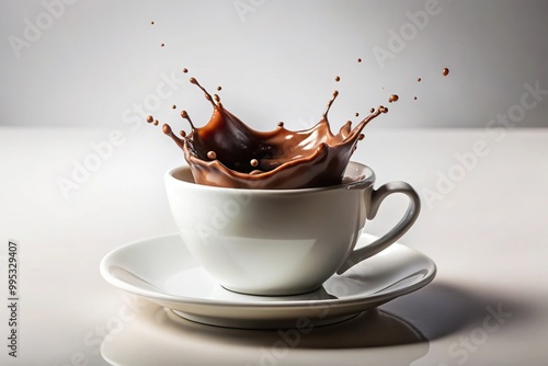 Creamy chocolate splash in white cup