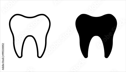 Set of tooth icons. Dental care on white background