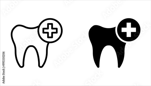 Set of tooth icons. Dental care on white background