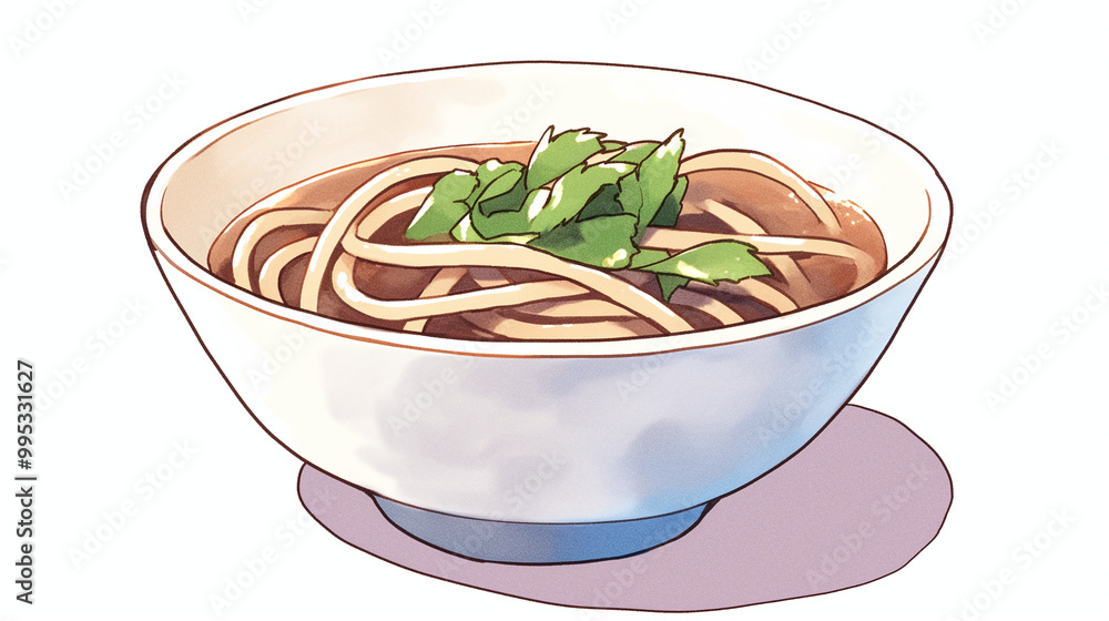Aromatic Noodle Soup in a Bowl - Japanese Cuisine Aromatic Noodle Soup in a Bowl - Japanese Cuisine