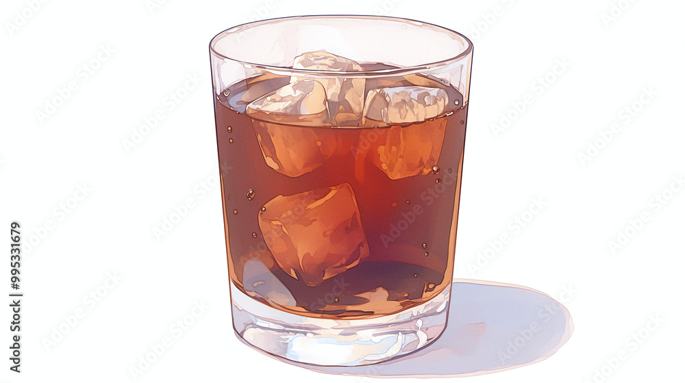 Iced Coffee in a Glass with Ice Cubes Iced Coffee in a Glass with Ice Cubes