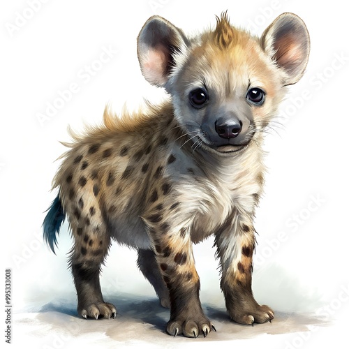 Baby hyena realistic illustration isolated on white background