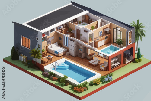 an isometric 3d image of a home illustration