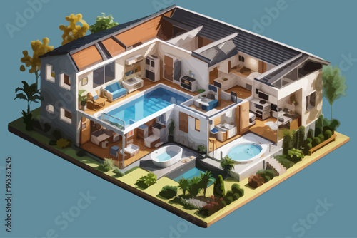 an isometric 3d image of a home illustration