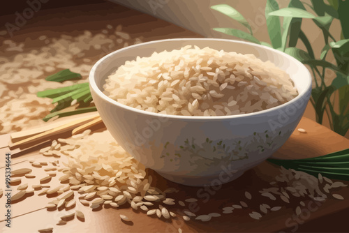 illustration of brown rice in a bowl