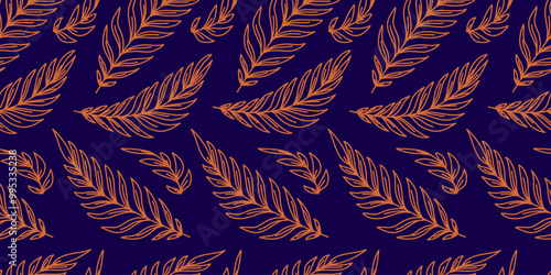 Abstract leave background pattern vector. Hand drawn leaf outline vector. leaves pattern wallpaper. Tropical leaf background.